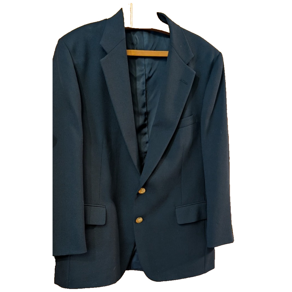 CHAPS by Ralph Lauren Blazer Navy Wool Sport Coat Gold‎ buttons Size 38 EUC